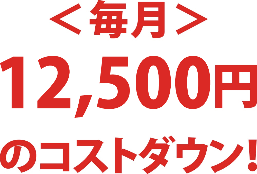 ＜毎月＞12,500円のコストダウン！